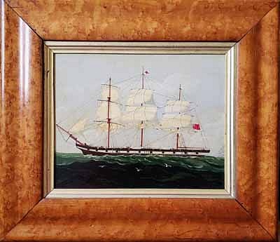 victorian english ship picture oil on board