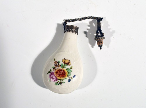 Inventory: French Porcelain Scent Bottle with Bouquets of Flowers, Circa 1775 $350