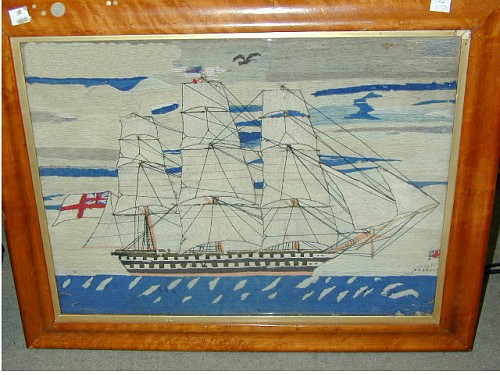 Sailor's Woolwork British Sailor's Woolwork Woolie of a ship,, Circa 1875 SOLD •