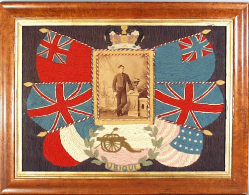 Inventory: Woolwork English Royal Artillery Regiment Flag Woolwork,, Circa 1890 SOLD &bull;