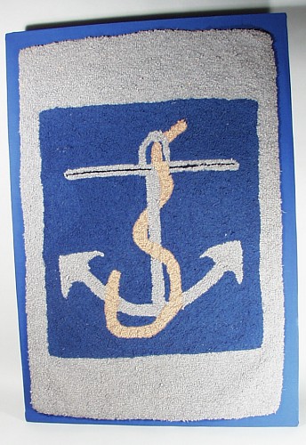 An American Hooked Rug with Nautical Theme, Mid-20th Century SOLD •