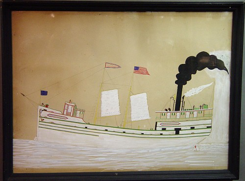 An American Primitive Gouache on Paper of the S.C. Baldwin, 19th Century SOLD •