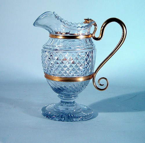 An Fine English Regency Ormolu Mounted Glass Jug, Circa 1820. SOLD •