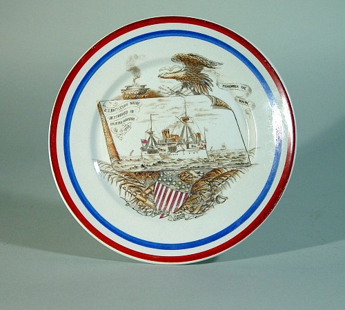 An American Commemorative plate US Battleship Maine, Circa 1898. SOLD •
