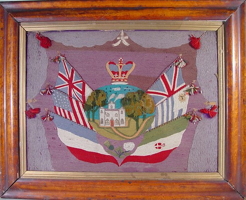 A British Sailor's Woolwork Picture with House, Circa 1880 SOLD •