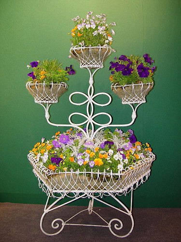 An Unusual Victorian Painted Wire Flower Stand, Circa 1880 SOLD •