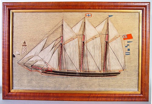 A Sailor's Woolwork Picture, Circa 1875 SOLD •