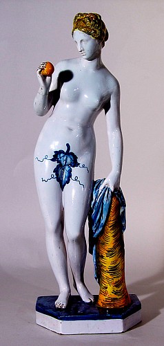 A Large French Samson Faience Figure of Eve,Circa 1860-80 SOLD •