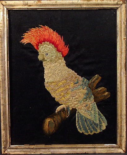 A British Woolwork of a Parrot, Circa 1865 SOLD •