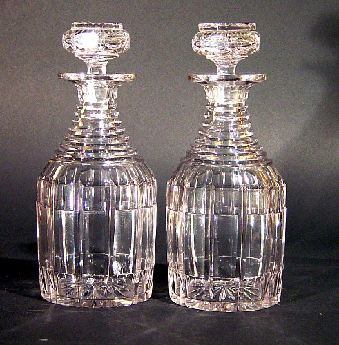 A Pair of Georgian Glass Decanters and Stoppers, Circa 1825 SOLD •