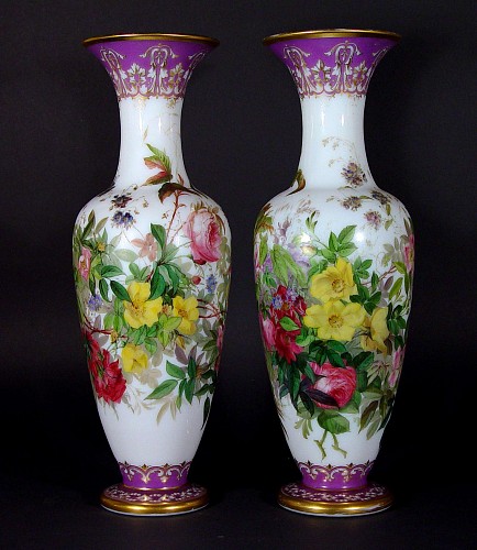 A pair of Large French Opaline Vases, Circa 1840 SOLD •
