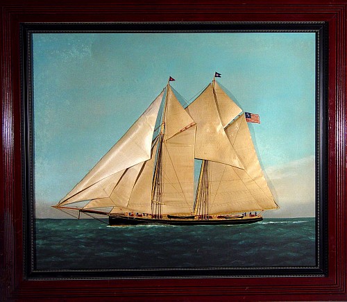 A Picture of an American Schooner attributed to Thomas H. Willis, Circa 1885. SOLD •