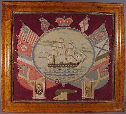 A Large Sailor's Woolwork (Woolie) Picture, Circa 1890 SOLD •