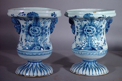 A Pair of English Delftware Undereglaze Blue and White Flower Pots, Probably London, Circa 1750 SOLD •