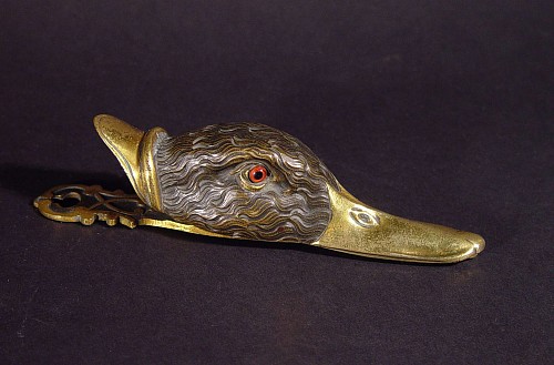 A Victorian Brass Letter Holder in the form of a Duck's Beak, Circa 1865 SOLD •