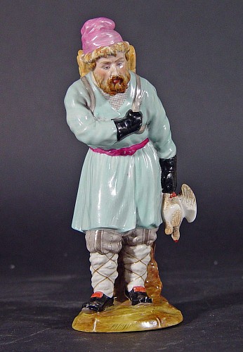 Russian Porcelain Figure of a man selling game birds, Imperial Porcelain Factory, St. Petersburg, Circa 1780-90's. SOLD •