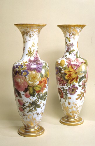 A Pair of French Opaline Vases, Circa 1840-45 SOLD •