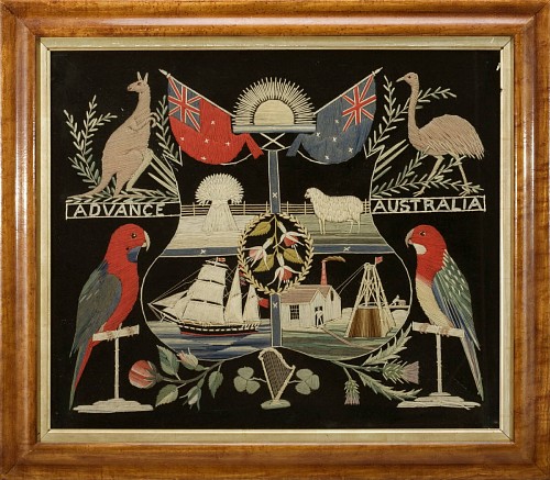 Sailor's Woolwork Australian Woolwork Picture, Circa 1900-08 SOLD •