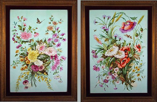 A Wonderful & Rare Pair of Massive Porcelain Floral Plaques, Circa 1830-50. SOLD •