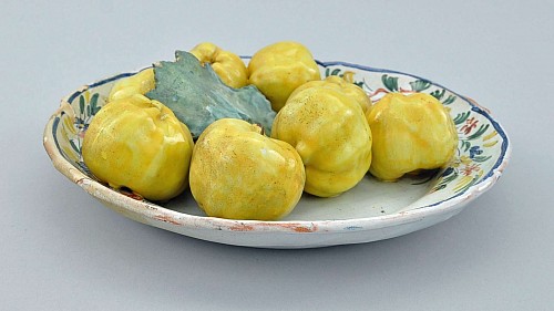 A French Faience Trompe L'oeil Dish of Quinces, Circa 1840-80 SOLD •