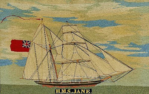 A Sailor's Woolie of The Royal Navy Sloop- H.M.S. Jane. Circa 1860 SOLD •