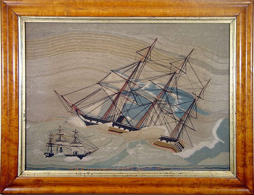 A Sailor's Woolie of The Royal Navy Ship H.M.S. Emerald in a Gale off Newfoundland, Circa 1865 SOLD •