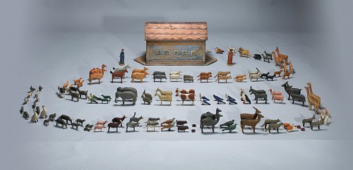 Inventory: A German Noah's Ark with 180 Animals as well as Noah and his Wife, Erzgebirge Region, Circa 1885. SOLD &bull;