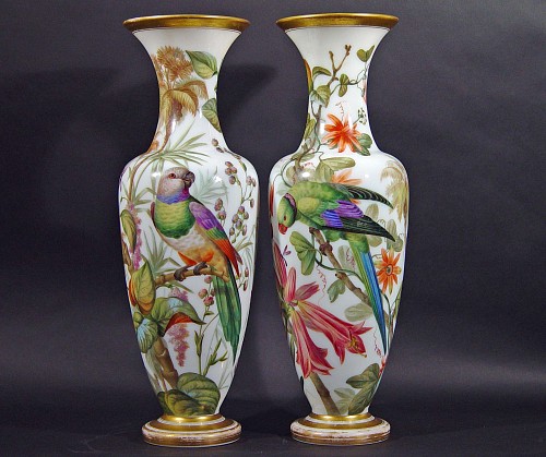 A Superb Pair of French Opaline Vases, Baccarat, Circa 1845 SOLD •