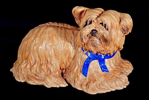 Inventory: Majolica Model of a Lhasa Apso Dog, German, Willem Schiller, Circa 1880-85. SOLD &bull;