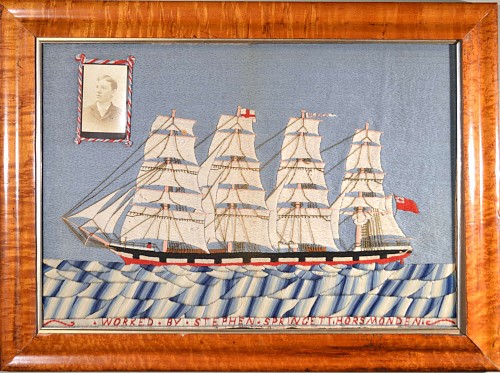 Inventory: A Good Sailor's Woolwork Picture of the Ulrica Signed by Stephen Spewgett Thorsmonden, Circa 1880 SOLD &bull;