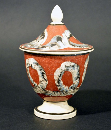 A French Mocha Covered Sugar Bowl, Circa 1800-20. SOLD •