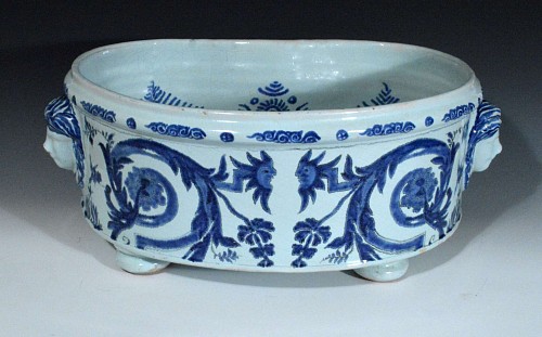 Northern French Tin-glazed Earthenware Blue & White Footed Basin or  JardiniÃ¨re, Probably Lille, Mid-18th Century. SOLD •