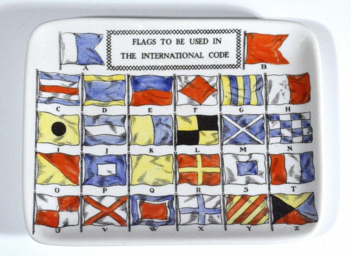 Inventory: Piero Fornasetti Vintage Piero Fornasetti Flag Dish Titled Flags to Be Used In The International Code., 1960s. SOLD &bull;
