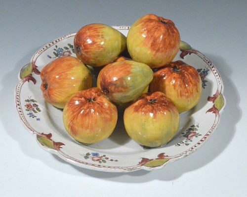 French Faience French Faience Trompe L'oeil Dish with Apples & Pears,, 19th Century SOLD •