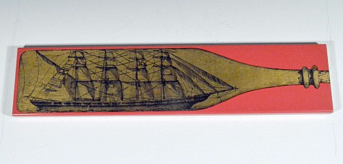 Inventory: Piero Fornasetti Vintage Piero Fornasetti Large Red Cigarette Box with Ship in a Bottle Design., 1960s. SOLD &bull;