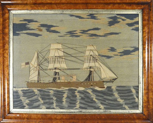 An English Sailor's Woolwork of HMS Alexandra, Circa 1875-95. SOLD •