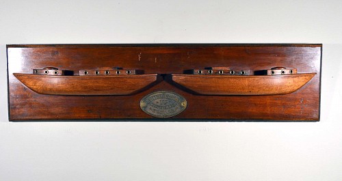 Folk Art English Double Half Hull Ship Model from T. Withers & Sons, West Bromwich, Late 19th Century SOLD •