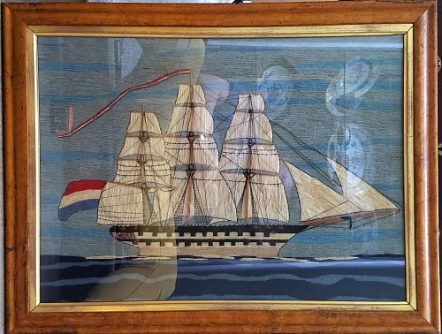 A Sailor's Woolwork of a Dutch Ship, Circa 1875-95. SOLD •