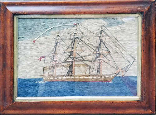 A Small Sailor's Woolwork of a Ship SOLD •