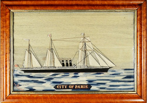 Sailor's Woolwork Woolie of The Named Ship "City of Paris" Signed by the Maker T. Maxted. SOLD •