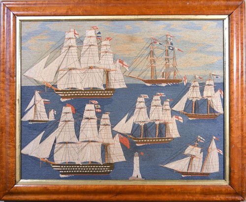 British Sailor's Woolwork Woolie with Seven Royal Navy Ships. SOLD •