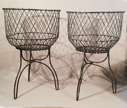 Pair of Antique American Storage Wire Baskets, Late 19th/early 20th century. SOLD •