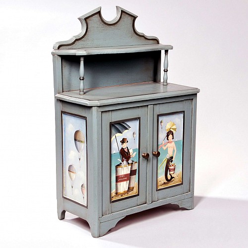 Ralph Cahoon Small Paint-decorated Cabinet, Bob's Chowder & Carol's Jams. Signed and dated 1979. SOLD •
