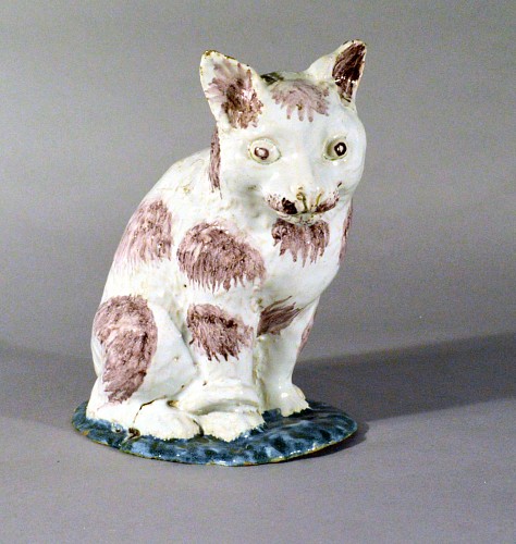 Inventory: Brussels Faience Model of a Cat, Philippe Mombaers., Circa 1765-85. SOLD &bull;