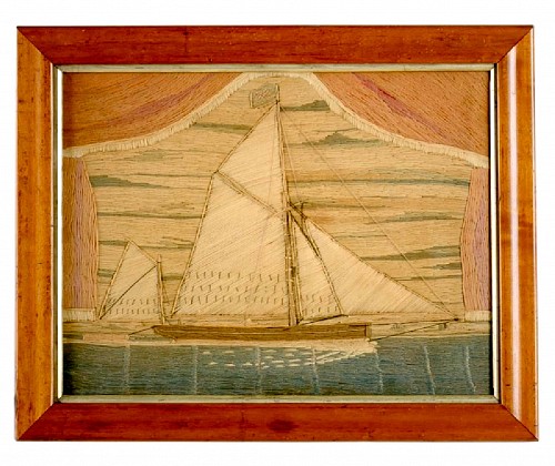British Sailor's Woolwork of a Bowspirit Thames Barge, Circa 1870. SOLD •