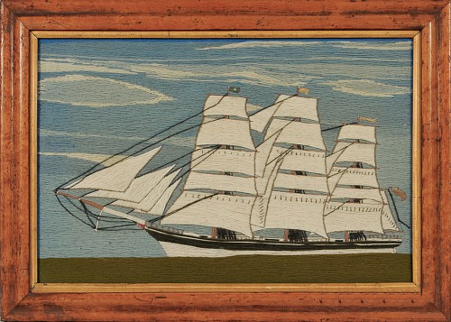 British Sailor's Woolwork of a Ship, Circa 1865-85. SOLD •