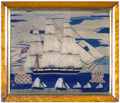 Sailor's Woolwork of a Royal Navy Frigate, Circa 1870. SOLD •