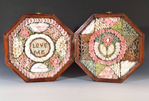 Sailor's Valentine Sailor's Double Valentine- Motto "Love Me"., Circa 1865-85 SOLD •
