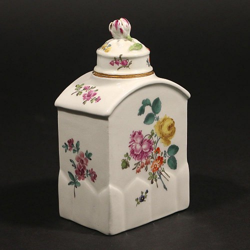 Meissen 18th Century Meissen Porcelain Botanical Tea Caddy, 1760 SOLD •