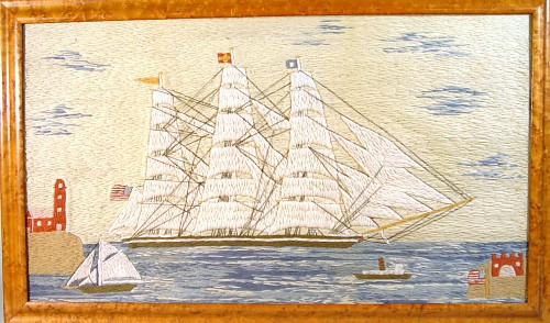 Sailor's Woolwork English Sailor's Woolwork Picture (woolie),, Circa 1890-1910 SOLD •